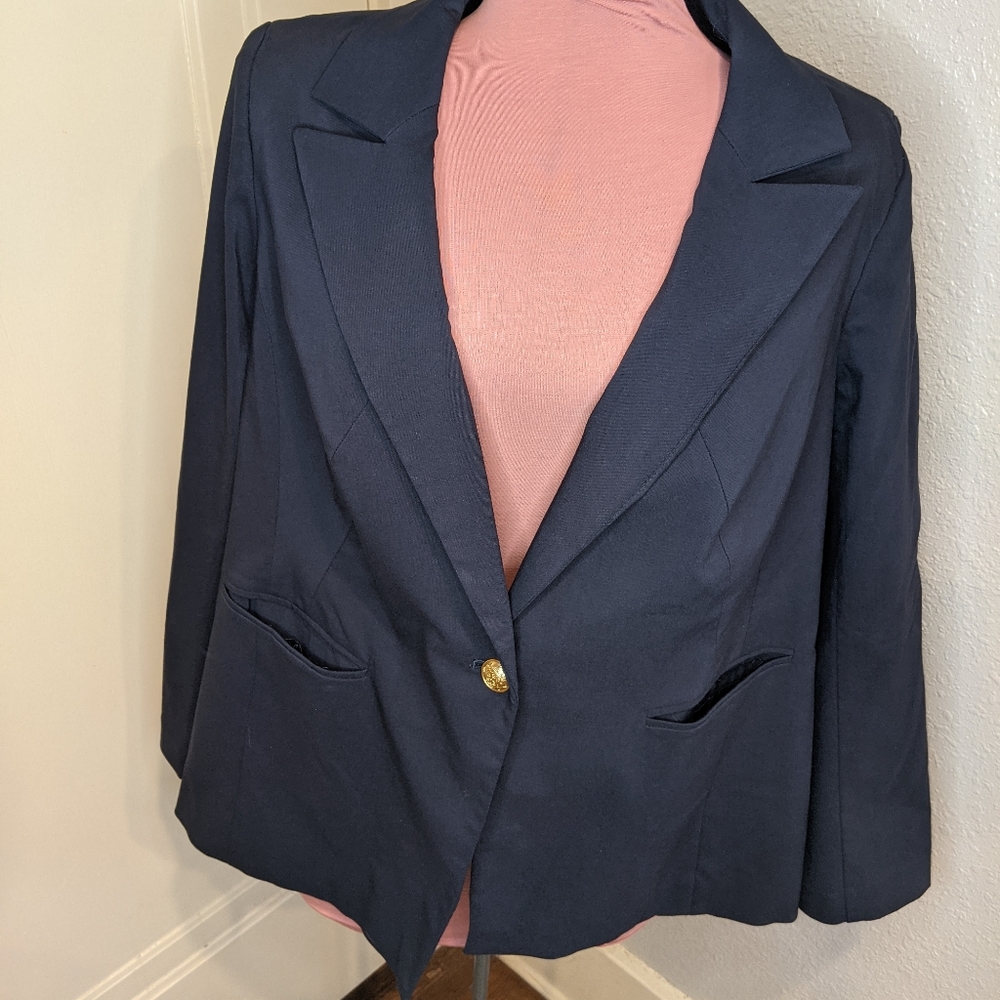Women's Navy One Button Blazer